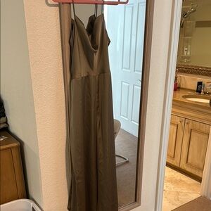 Elegant Olive Green Satin Jumpsuit